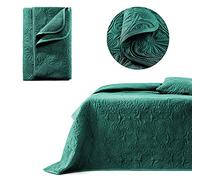 room99 Leila Elegante copriletto in verde scuro, 220 x 240 cm, versatile come copriletto o copridivano, coperta per letto e divano, trapunta stile ideale come bedspread