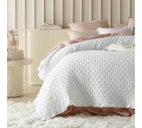 ROOM99 Molly Elegante copriletto bianco 200 x 220 cm coperta versatile come copriletto o copridivano, coperta per letto e divano, trapunta stile ideale come bedspread