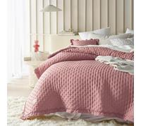 ROOM99 Molly Elegante copriletto rosa 240 x 260 cm, versatile come copriletto o copridivano, coperta per letto e divano, trapunta stile ideale come bedspread