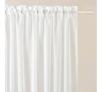 ROOM99 Novelia - Tenda con fettuccia arricciata, 300 x 230 cm, larghezza x altezza per soggiorno Curtain trasparente, moderna, per soggiorno, camera da letto, per sistema di tendine, colore bianco