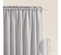 ROOM99 Tenda con nastro arricciato, modello Lara, 140 x 280 cm, larghezza x altezza, oscurante, decorazione moderna, per soggiorno, camera da letto, grigio chiaro