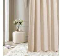 ROOM99 Tenda con nastro arricciato, Aura, 140 x 260 cm, larghezza x altezza, oscurante, decorazione moderna, per soggiorno, camera da letto, crema, 1 pezzo