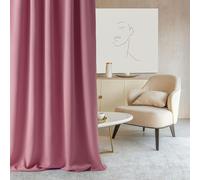 ROOM99 Tenda con nastro arricciato, Aura, 140 x 300 cm, larghezza x altezza, oscurante, decorazione moderna, per soggiorno, camera da letto, rosa