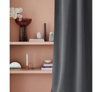 ROOM99 Tenda con nastro arricciato, Laurel, 140 x 250 cm, larghezza x altezza, oscurante, per soggiorno, camera da letto, colore grigio scuro, 1 pezzo