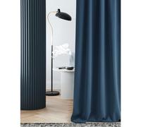 ROOM99 Tenda con nastro arricciato, Laurel, 140 x 260 cm, larghezza x altezza, oscurante, per soggiorno, camera da letto, colore blu scuro, 1 pezzo