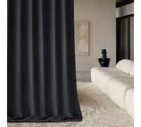 ROOM99 Tenda con occhielli argentati, Aura, 140 x 300 cm, larghezza x altezza, moderna, Curtain per soggiorno, camera da letto, colore nero, 1 pezzo