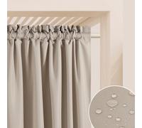 ROOM99 Tenda da esterno con nastro arricciato, 155 x 200 cm, larghezza x altezza, per esterni, resistente alle intemperie, impermeabile, protezione solare, da giardino, antivento, beige