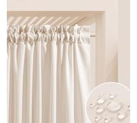 ROOM99 Tenda da esterno con nastro arricciato, 155 x 200 cm, larghezza x altezza, per esterni, resistente alle intemperie, impermeabile, protezione solare, da giardino, antivento, color crema chiaro