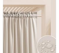 ROOM99 Tenda da esterno con nastro arricciato, 155 x 250 cm, larghezza x altezza, per esterni, resistente alle intemperie, impermeabile, protezione solare, da giardino, antivento, beige chiaro