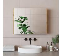 ROOMART, Armadio a specchio, 80 cm, set di mobili da bagno, 4 pezzi, armadietto da 100 cm con lavabo in ceramica, armadio alto (rovere bianco, armadio a specchio)