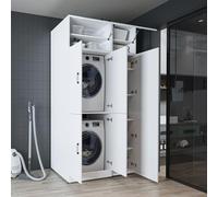 ROOMART Armadio Lavatrice Dora-II - 115 cm di larghezza per lavatrice e asciugatrice (bianco, con armadio da appoggio (115 × 230 × 73,8 cm (BHT)))