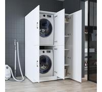 ROOMART Armadio Lavatrice Dora-II - 115 cm di larghezza per lavatrice e asciugatrice (bianco, senza armadietto (115 × 186 × 73,8 cm (BHT)))