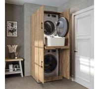 ROOMART Armadio per Lavatrice Dora per asciugatrice e lavatrice, 4 colori, con porte e piano estensibile (rovere)
