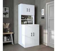 ROOMART, Bagno, armadietto per lavatrice, torre, scaffale per lavatrice, sovrastruttura per lavatrice, larghezza 70 x 180 x 69 cm (con armadio superiore, bianco)