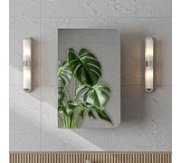 ROOMART LYCIA - Set di mobili da bagno, 50 cm, con lavabo in ceramica, armadietto a specchio, mobile laterale, mobili da bagno in 4 colori (grigio chiaro, armadio a specchio)