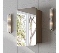 ROOMART LYCIA - Set di mobili da bagno, 50 cm, con lavabo in ceramica, armadietto a specchio, mobile laterale, mobili da bagno in 4 colori (rovere e specchio)