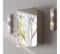 ROOMART LYCIA - Set di mobili da bagno, 60 cm, con lavabo in ceramica, armadietto a specchio, mobile laterale, mobili da bagno in 4 colori (beige, armadietto a specchio)