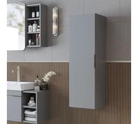 ROOMART LYCIA - Set di mobili da bagno, 60 cm, con lavabo in ceramica, armadietto a specchio, mobile laterale, mobili da bagno in 4 colori (grigio, armadio alto)