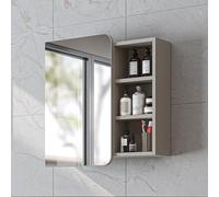 ROOMART LYCIA - Set di mobili da bagno, 82 cm, 4 pezzi, con lavabo in ceramica, armadietto a specchio e armadietto laterale, mobili da bagno in 4 colori (beige, armadietto a specchio)
