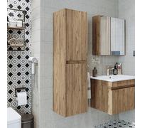 ROOMART MELONA - Set di mobili da bagno, 3 pezzi, in 4 colori, 65 cm, armadietto a specchio, armadietto alto (quercia, armadietto laterale)