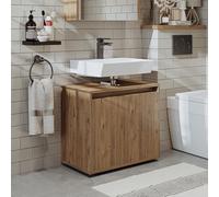 ROOMART MELONA - Set di mobili da bagno, 3 pezzi, in 4 colori, 65 cm, armadietto a specchio, armadietto alto (rovere, armadio)