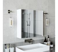 ROOMART MELONA Set di mobili da bagno, 3 pezzi, in 4 colori, 65 cm, armadietto a specchio, armadio alto (bianco, armadietto a specchio)