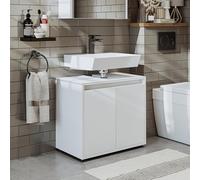 ROOMART MELONA Set di mobili da bagno, 3 pezzi, in 4 colori, 65 cm, armadietto a specchio, armadio alto (bianco, mobiletto)