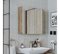 ROOMART MELONA Set di mobili da bagno, 3 pezzi, in 4 colori, 65 cm, armadietto a specchio, armadio alto (rovere antracite, armadio)
