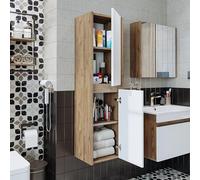 ROOMART MELONA Set di mobili da bagno, 3 pezzi, in 4 colori, 65 cm, armadietto a specchio, armadio alto (rovere bianco, armadio)