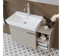 ROOMART Mobili da bagno LYCIA 82 cm - Mobile sottolavabo con lavabo in ceramica - Mobile lavabo per bagno - Mobili da bagno moderno con spazio - 4 colori (beige)