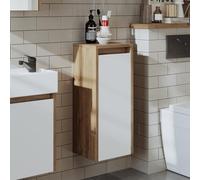 ROOMART Set di mobili da bagno, 50 cm, con lavandino, mobili da bagno, WC (armadio laterale, rovere bianco)