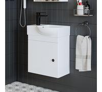 ROOMART Set di mobili da bagno • Punto • Mobile base con lavandino • Mobili da bagno • WC per ospiti (bianco, mobile base con lavandino (rubinetto sinistro)