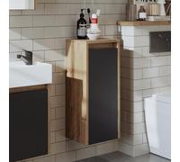 ROOMART Set di mobili da bagno • Punto • Mobile base con lavandino • Mobili da bagno • WC per ospiti (rovere antracite, armadio laterale)