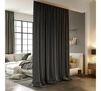 RoomDarkning Tende divisorie, oscuranti, per binari da soffitto, compatibili con bastoni per tende, riduzione del rumore, tenda per privacy, 2,5 m di larghezza x 2,7 m di altezza, colore nero, 1