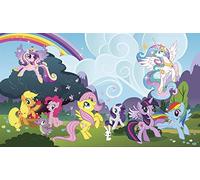 RoomMates JL1334M Little Pony Ponyville XL Chair Rail murale preincollato 15,2 x 26,9 cm - Murale rimovibile ultra rimovibile attivato dall'acqua - 10,5 1,8 m, multicolore