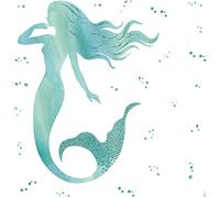 RoomMates RMK4099GM - Adesivi da parete giganti glitterati a forma di sirena, blu, acqua, foglia di tè