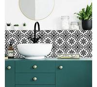 RoomMates RMK4649GM - Adesivi da parete decorati con piastrelle bianche e nere