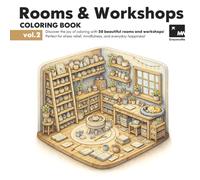 Rooms & Workshops Coloring Book: 50 Cozy Rooms & Inspiring Workshops to Color - Volume 2