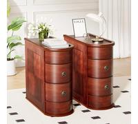 ROOMTEC Tavolino in legno massello, tavolino stretto con 2 cassetti, nessun montaggio, tavolino sottile per sedia laterale, schienale finito, tavolino stretto in legno vintage per soggiorno camera da