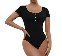 RoomTour Body da donna a maniche corte elegante Bodysuit Donna Shaper casual Jumpsuits 1-Nero S