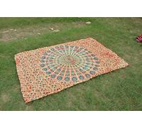 RoomyDeal - Telo decorativo da parete in cotone indiano, stile hippy, mandala, bohémien, decorazione per la casa, copriletto, arazzo, misura doppia, colore arancione, motivo: mandala, mirchi, Kali