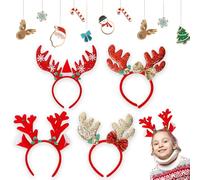 Roontin 4 fasce per capelli con corna di alce, per Natale, per feste, regalo
