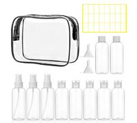 Roosea 10 Pezzi Bottiglie da Viaggio 100 ml Trasparenti Bottiglie di Plastica Vuoto Contenitori Liquidi Vuote Aereo per Articoli da Toeletta Sapone Shampoo Balsamo con 2 Imbuti Contenitori