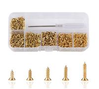 Roosea 1000 pezzi M2 Piccole viti per legno 5/6/7/8/10 mm Viti a testa piatta a croce con cacciavite per il fai da te Cerniere per casa delle bambole Cassetto (oro)