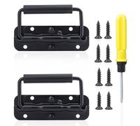 Roosea 2 Pezzi Maniglie Pieghevoli 120mm, Maniglia della Scatola con Viti e Cacciavite, per Scatola Degli Attrezzi Scatole di Ricambio (Nero)