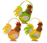 Rooster Baskets - Felt Easter Bucket Set, Funny Farm Chicken Style, Handy Carry Holder, Colorful Holiday Accent, Durablee Spring Organizer, Charming Egg Storage Decorative Piece | Gift Tote for Kids