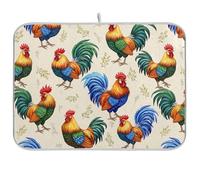 Rooster Botanical - Tappetino scolapiatti assorbente, ad asciugatura rapida, per bancone della cucina, 45,7 x 61 cm, colore: beige