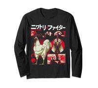 Rooster Fighter Keiji Collage Red Tone Action Anime Maglia a Manica