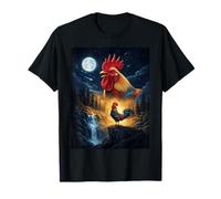 Rooster Howling to The Moon Vintage Funny Rooster Maglietta