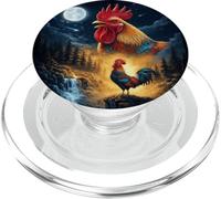 Rooster Howling to The Moon Vintage Funny Rooster PopSockets PopGrip per MagSafe